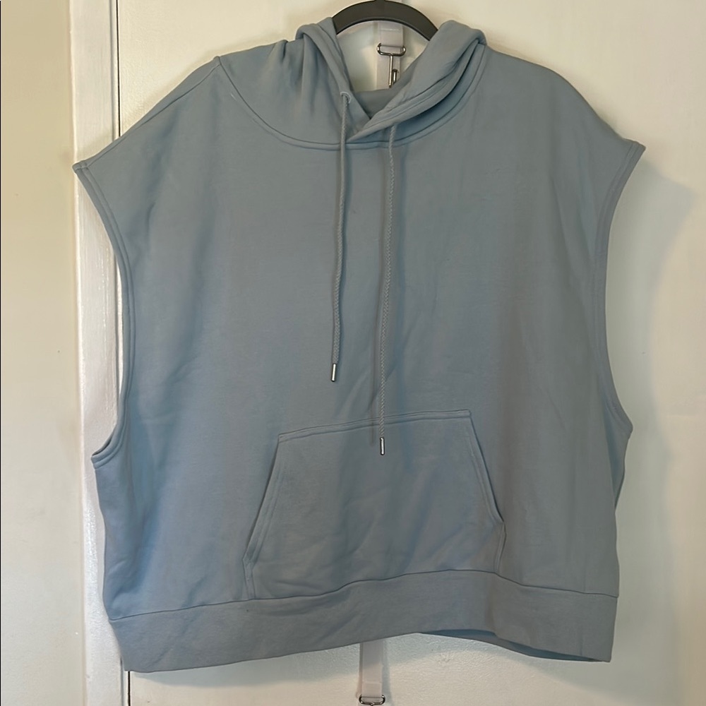 Fabletics Light Blue Sleeveless Hoodie Tank Top